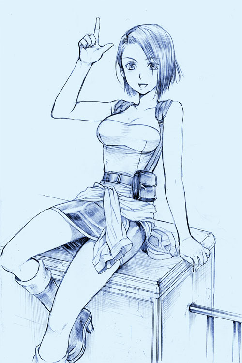 jill valentine (resident evil and 1 more) drawn by rakuto_mangan
