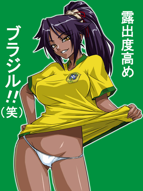 shihouin yoruichi (bleach and 2 more) drawn by kagami_hirotaka
