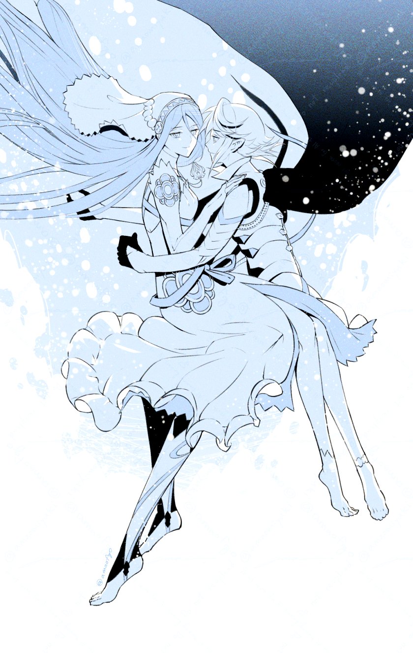 azura and male corrin (fire emblem and 1 more) drawn by amao_miyuki