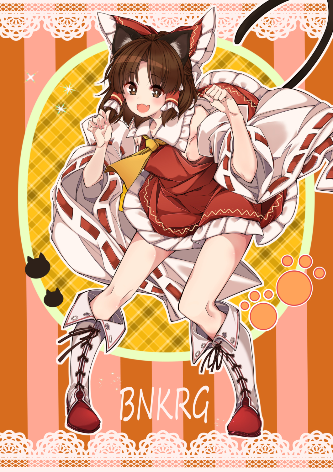 Hakurei Reimu And Benikurage Touhou And 1 More Drawn By Meji Aniki Danbooru