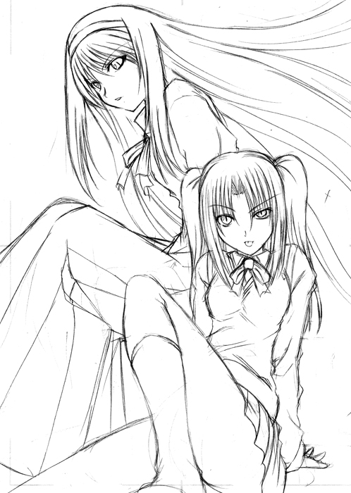 tohno akiha and yumizuka satsuki (tsukihime) drawn by hagane_soushi