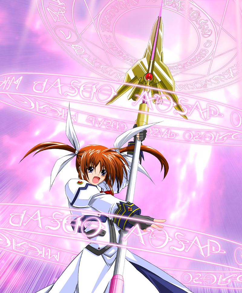 takamachi nanoha and raising heart (lyrical nanoha and 2 more) drawn by kagura_yuuto