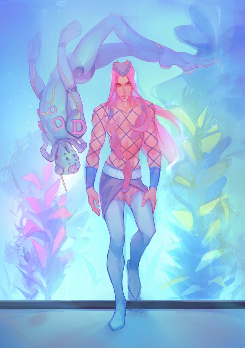 narciso anasui and diver down (jojo no kimyou na bouken and 1 more) drawn by prof_pega