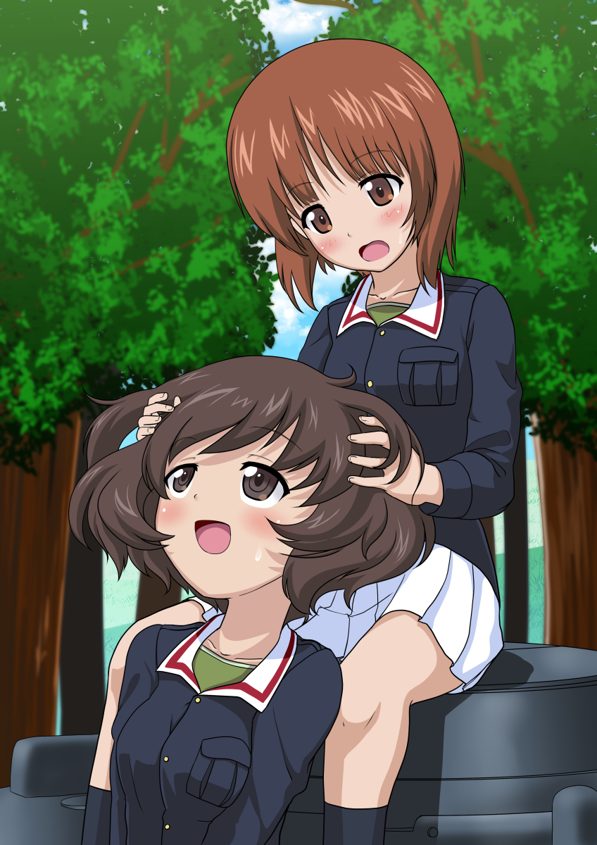 nishizumi miho and akiyama yukari (girls und panzer) drawn by shiina_excel