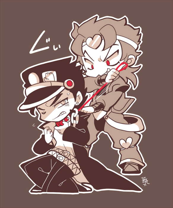 kujo jotaro and dio brando (jojo no kimyou na bouken and 1 more) drawn by kotorai