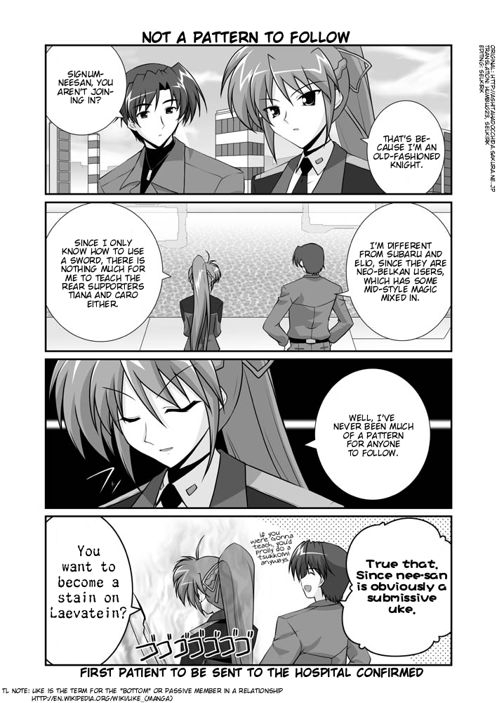 signum, laevatein, and vice granscenic (lyrical nanoha and 1 more) drawn by mikage_takashi