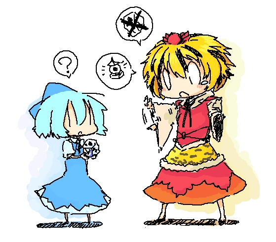 cirno and toramaru shou (touhou) drawn by tsukino