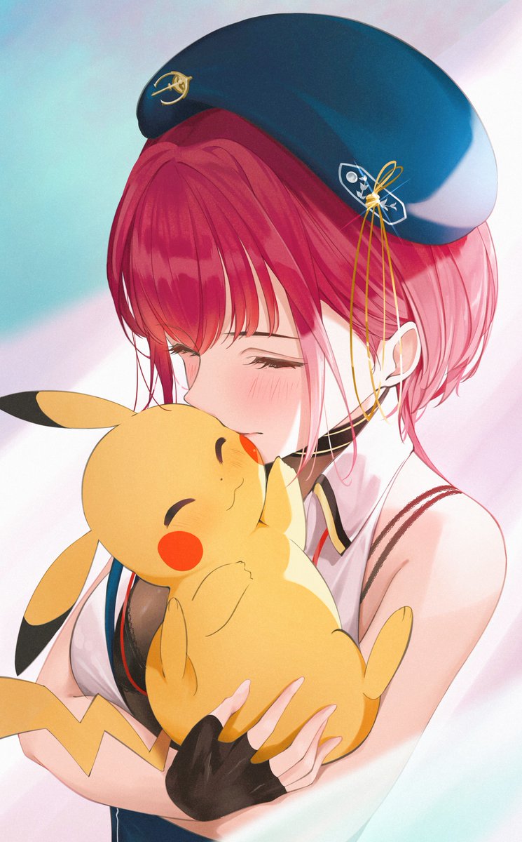 houshou marine and pikachu (pokemon and 1 more) drawn by sakashita_001