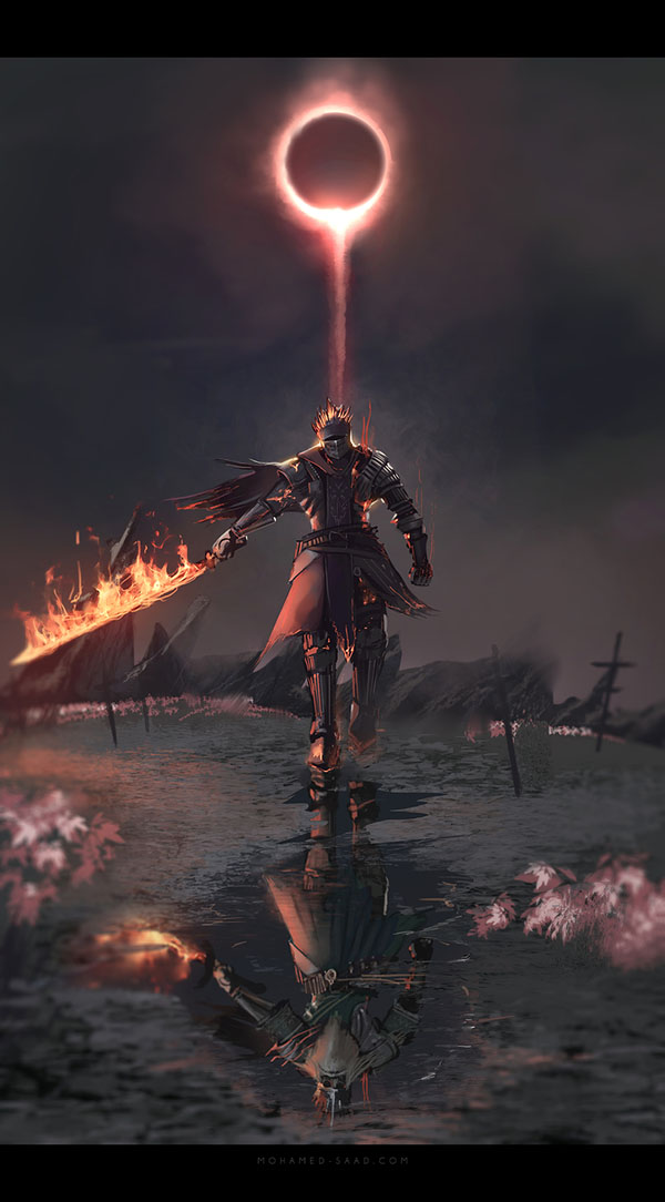 soul of cinder and gwyn lord of cinder (dark souls and 2 more) drawn by thefearmaster