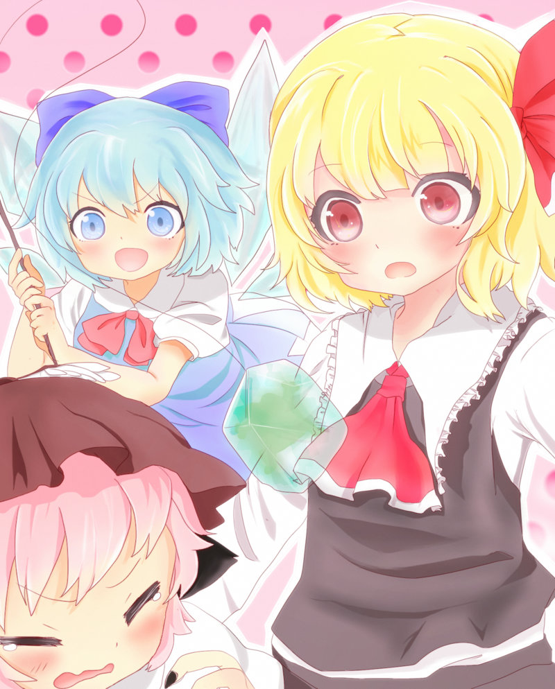 cirno, rumia, and mystia lorelei (touhou) drawn by hiyo_(3967896)