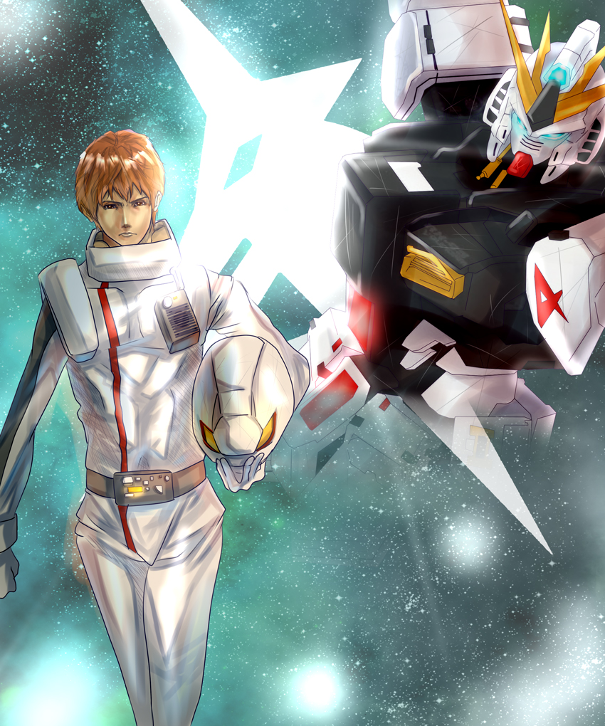 amuro ray and nu gundam (gundam and 1 more) drawn by puu_maru