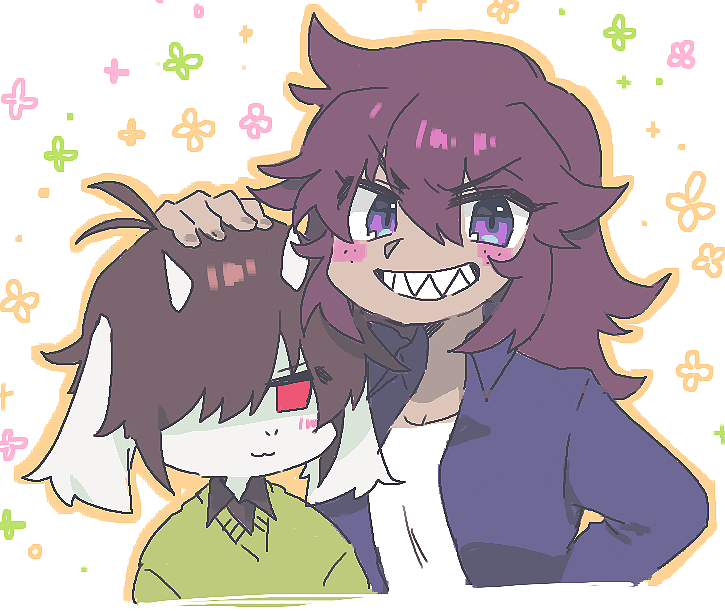 kris and susie (deltarune) drawn by komugiko_(bitte_komu)