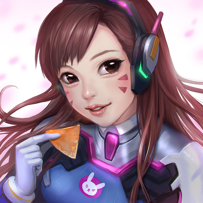 d.va (overwatch and 1 more) drawn by chalii