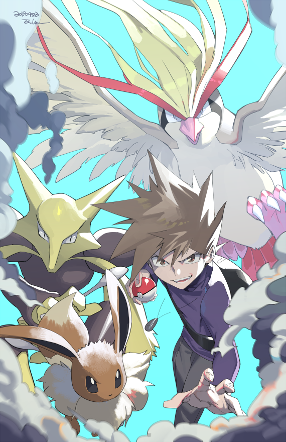 eevee, blue oak, pidgeot, and alakazam (pokemon and 1 more) drawn by e_volution