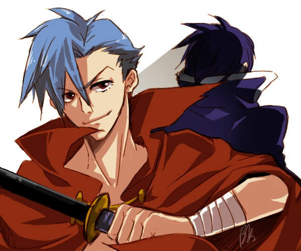simon and kamina (tengen toppa gurren lagann) drawn by mildew-b