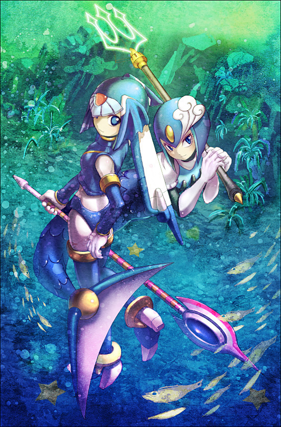fairy leviathan and splash woman (mega man and 2 more) drawn by piggy
