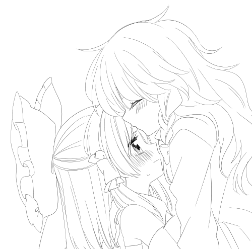 hakurei reimu and kirisame marisa (touhou) drawn by muzuki_uruu