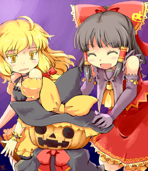 hakurei reimu and kirisame marisa (touhou) drawn by kanoe_soushi