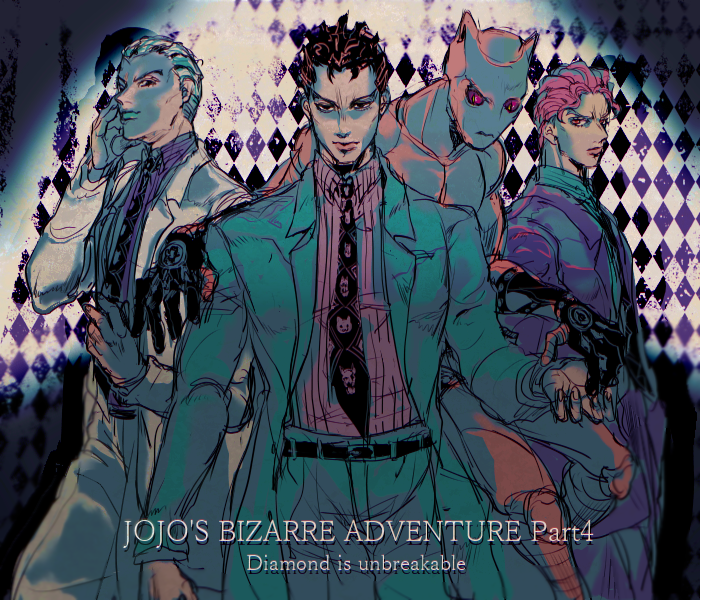 kira yoshikage, killer queen, and kawajiri kosaku (jojo no kimyou na bouken and 1 more) drawn by ichirinhna