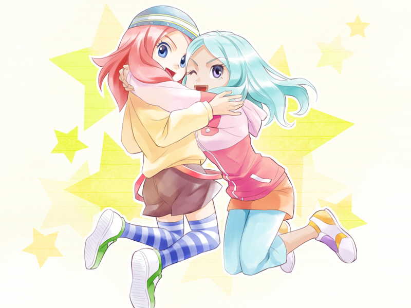 zaizen touko and urabe rika (inazuma eleven) drawn by shinomna