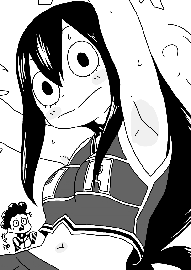 asui tsuyu and mineta minoru (boku no hero academia) drawn by o_den