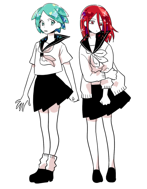 phosphophyllite and cinnabar (houseki no kuni) drawn by usako_(arisusagi)