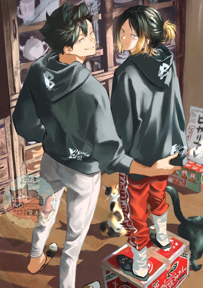 kuroo tetsurou and kozume kenma (haikyuu!!) drawn by hakodama5