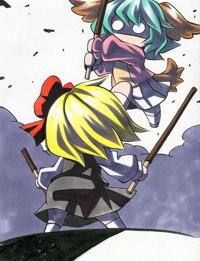 rumia and kasodani kyouko (touhou) drawn by kawachi_koorogi