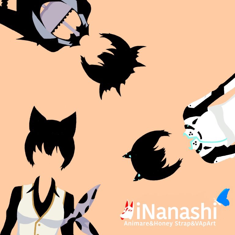 kuroneko nanashi, haineko nanashi, and ginneko nanashi (nanashi inc. and 3 more) drawn by 12_shichou
