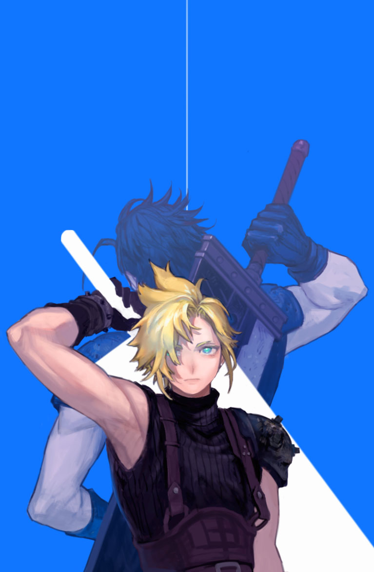 cloud strife and zack fair (final fantasy and 1 more) drawn by user_juum7353