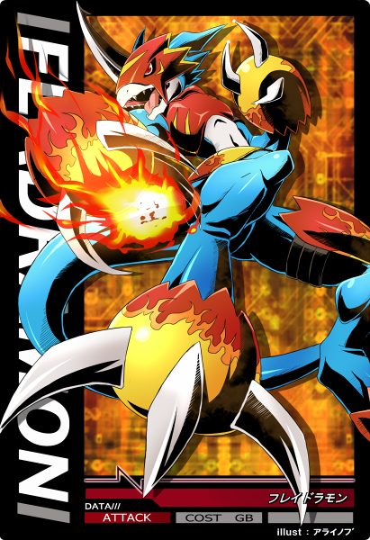 fladramon (digimon and 1 more) drawn by mochimako_(mushikera_hoi2)