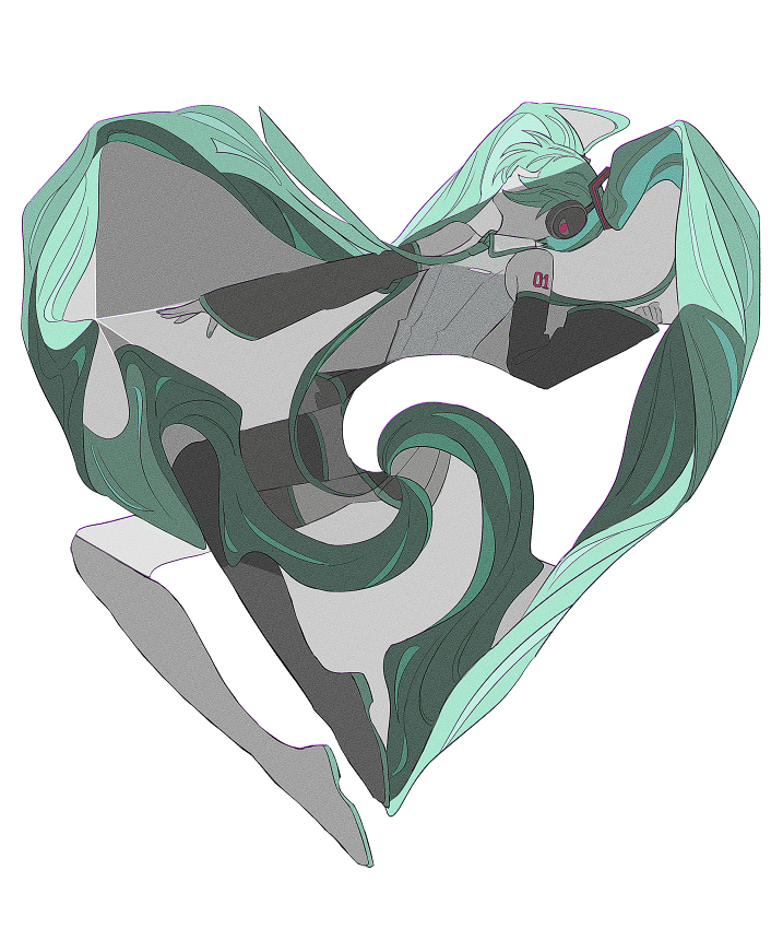 hatsune miku (vocaloid and 1 more) drawn by daenarys