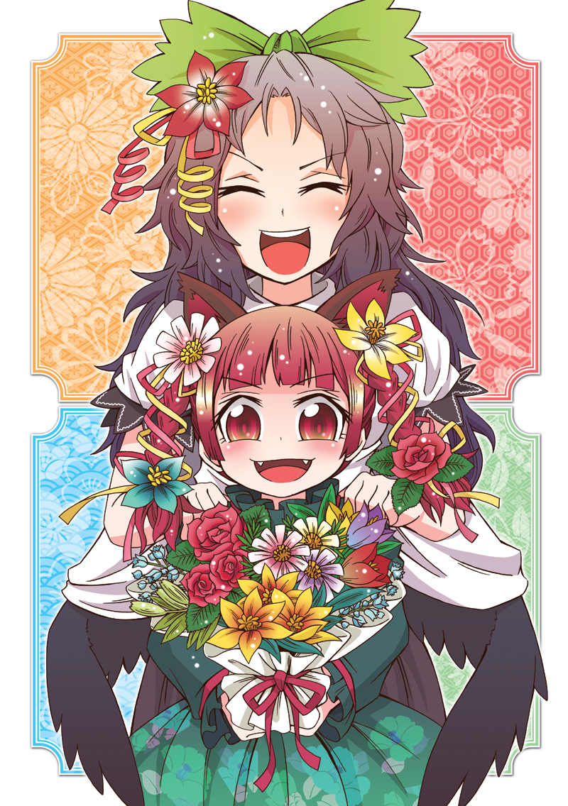 kaenbyou rin and reiuji utsuho (touhou) drawn by emu_(toran)
