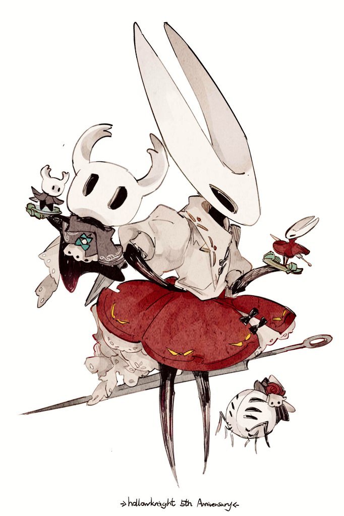 knight and hornet (hollow knight) drawn by fioco_virus