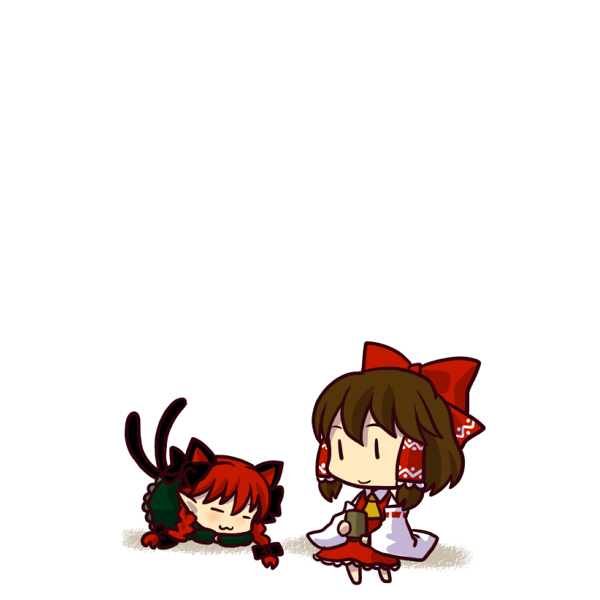 hakurei reimu and kaenbyou rin (touhou) drawn by socha
