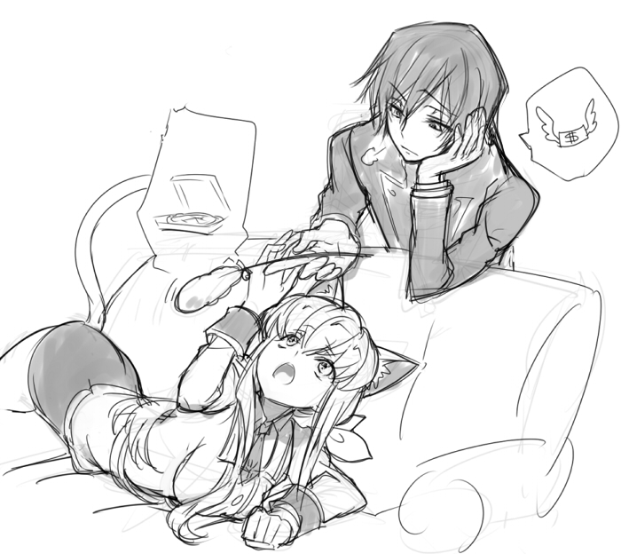 c.c. and lelouch vi britannia (code geass) drawn by creayus