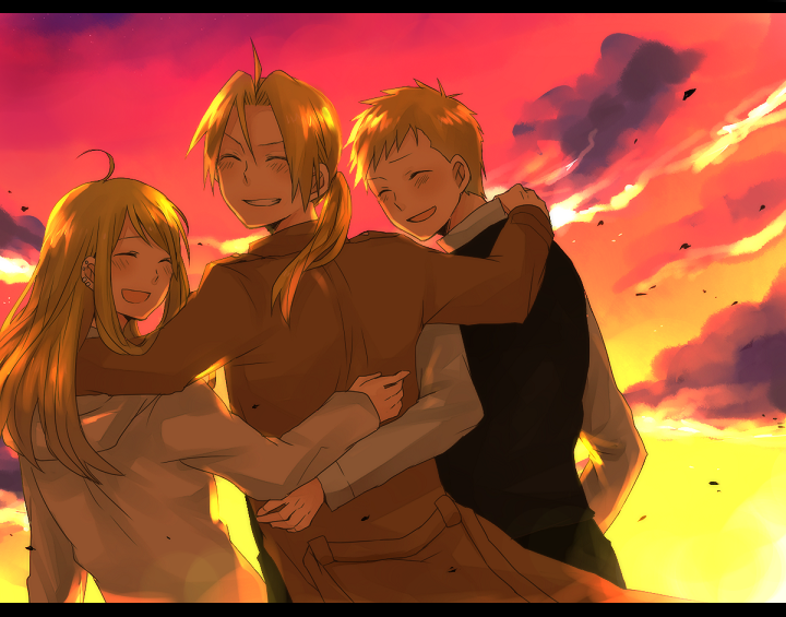 edward elric, alphonse elric, and winry rockbell (fullmetal alchemist) drawn by pocky1202