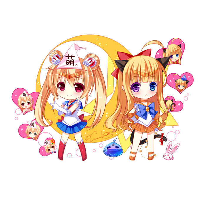 tsukino usagi, sailor moon, aino minako, sailor venus, luna, and 1 more (bishoujo senshi sailor moon) drawn by grandia_koori