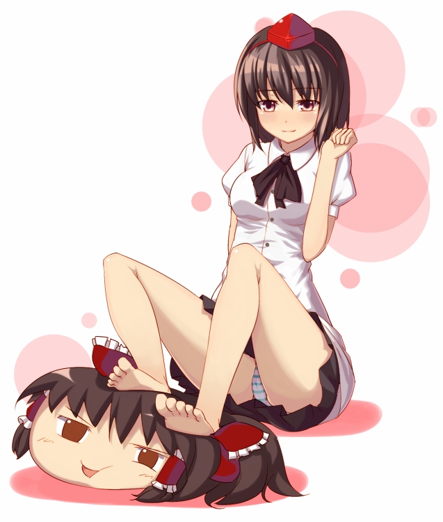 hakurei reimu and shameimaru aya (touhou) drawn by ket-c