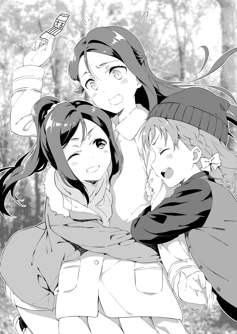 sakurauchi riko, takami chika, and matsuura kanan (love live! and 1 more) drawn by yomotsuka_tsukasa