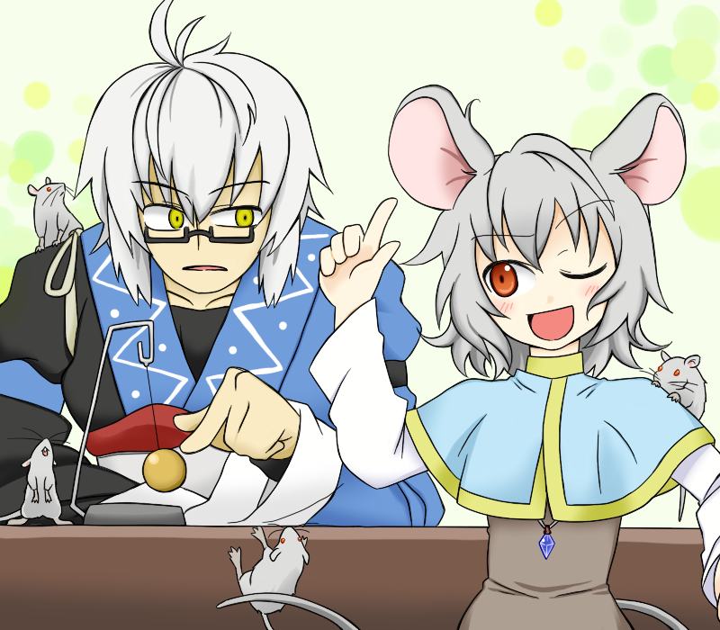 nazrin and morichika rinnosuke (touhou) drawn by sag_(karehabase)