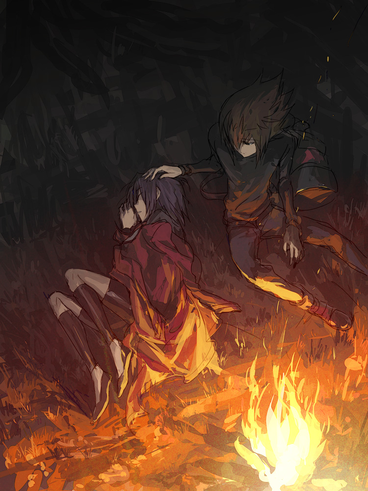 yuki judai and yubel (yu-gi-oh! and 1 more) drawn by moribuden
