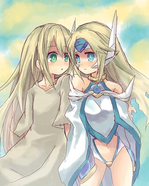 noel vermillion and mu-12 (blazblue) drawn by koshou_(cochou)