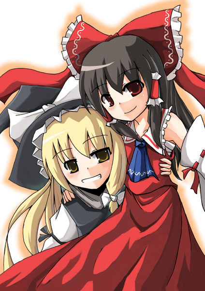 hakurei reimu and kirisame marisa (touhou) drawn by aoi_satsuki