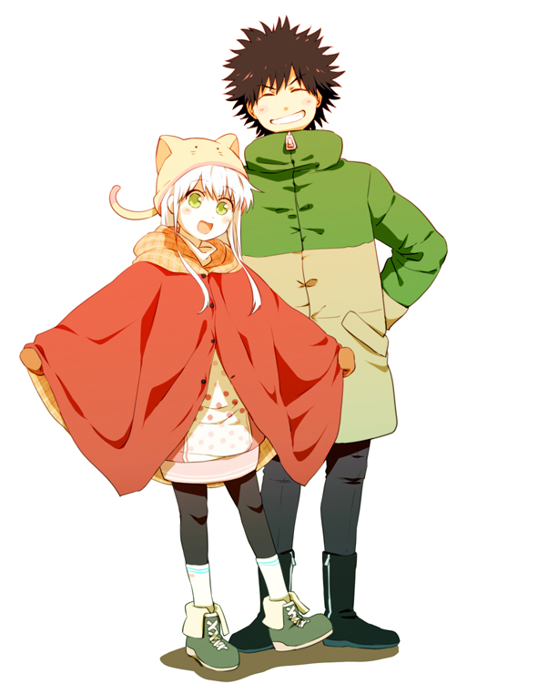 kamijou touma and index (toaru majutsu no index) drawn by saiba_(henrietta)