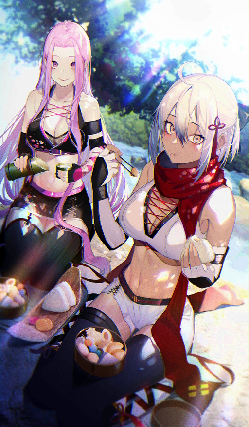 okita souji, medusa, and okita souji alter (fate and 1 more) drawn by kayahara