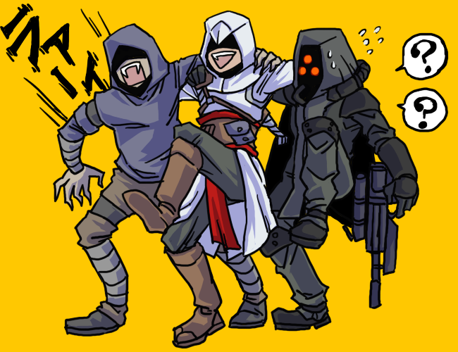 altair ibn la-ahad, hunter, and helghast (left 4 dead and 4 more) drawn by sakurai_yuuki