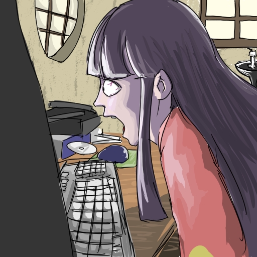 houraisan kaguya and angry german kid (touhou) drawn by rockbouquet