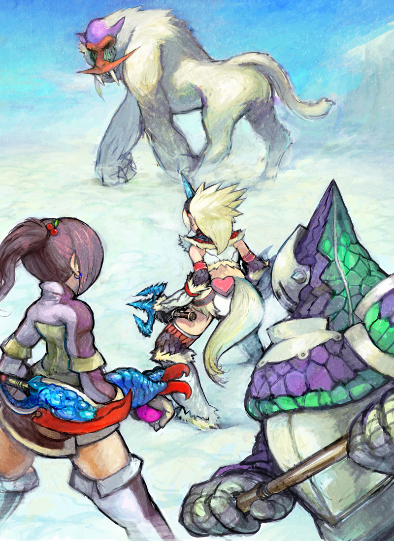monster hunter and blangonga (monster hunter) drawn by k@!