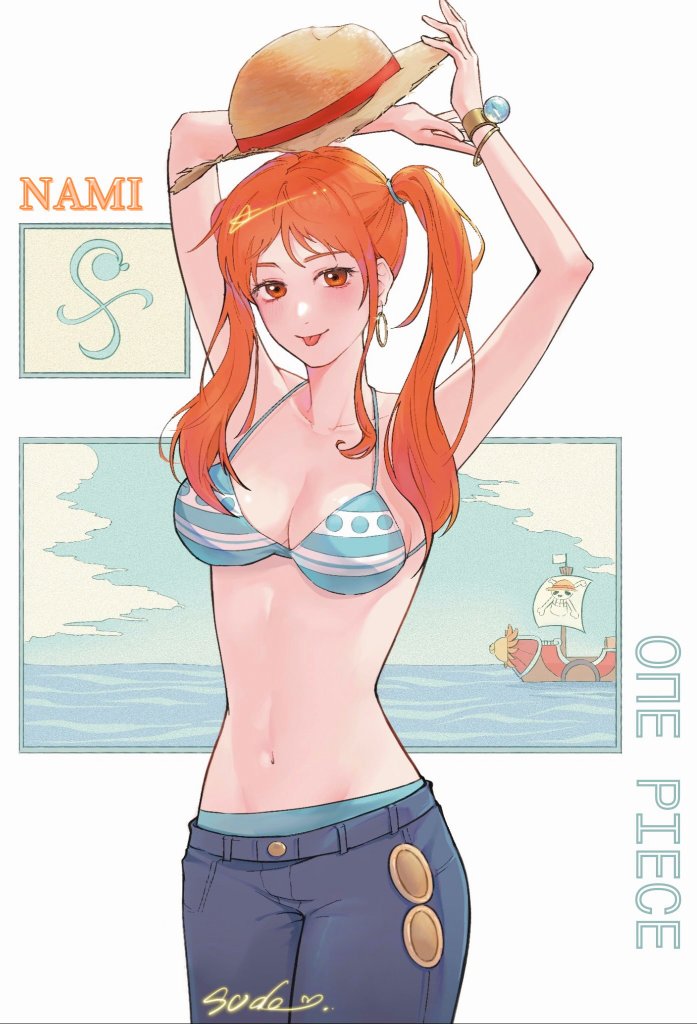 nami and thousand sunny (one piece) drawn by sodo1758love